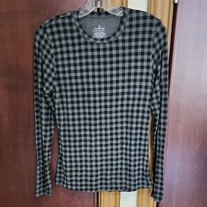 Cuddl Duds Checkered Black and Gray Shirt